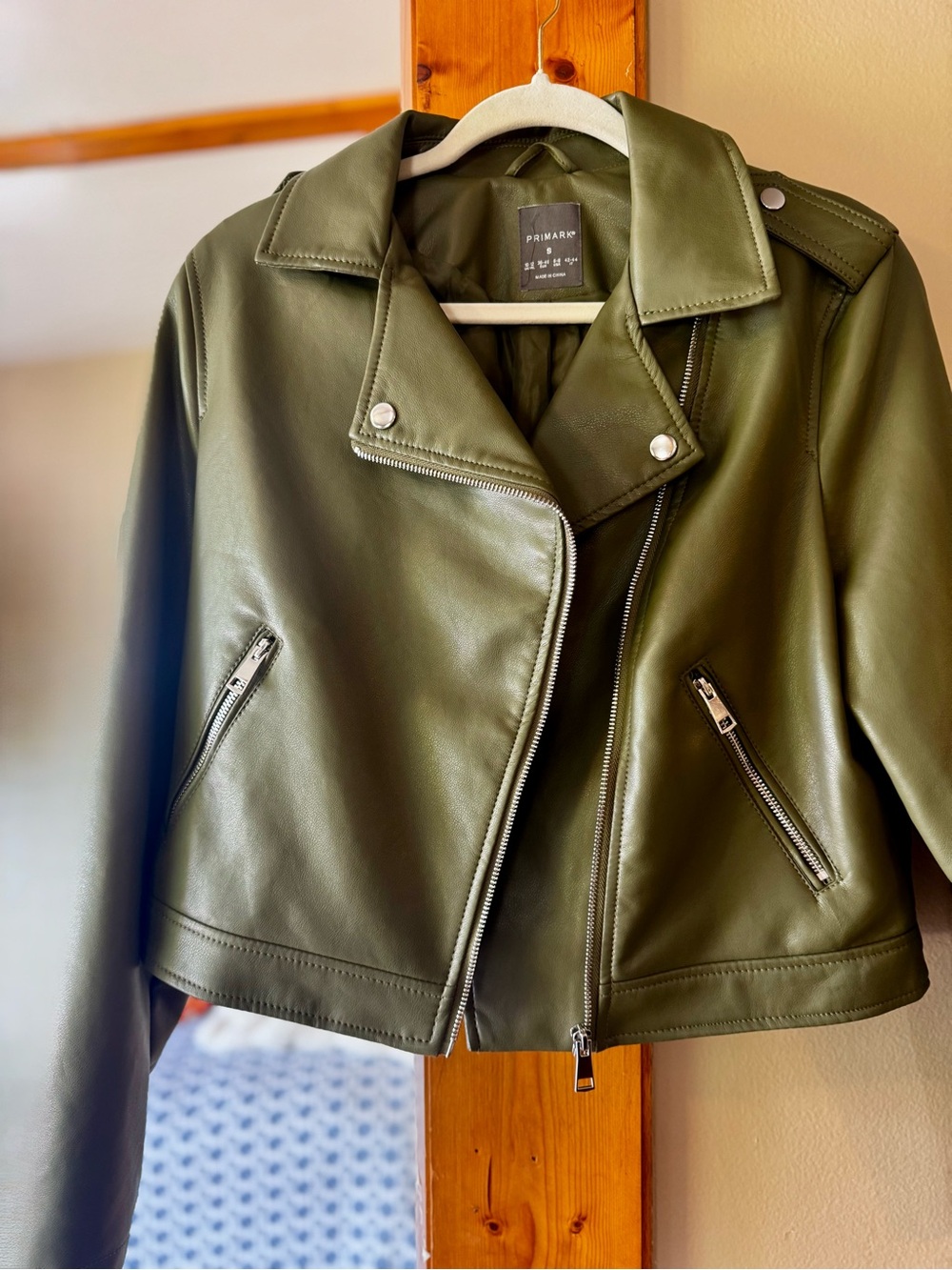 Primark Olive Green Faux Leather Biker Jacket